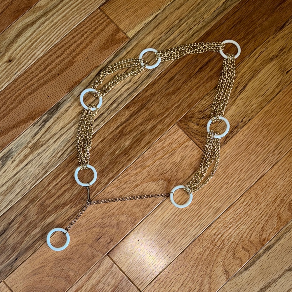 Vintage Gold and White Chain Belt